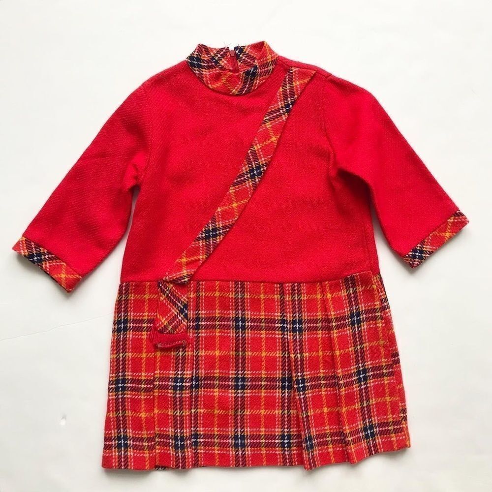 Vintage Dana Originals textured plaid mix pleated dress EUC 6Y